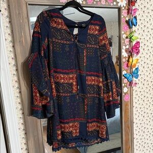 Rue21 Navy and Red Patchwork Mini Dress